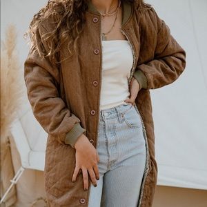 Reversible quilted/fuzzy bomber jacket